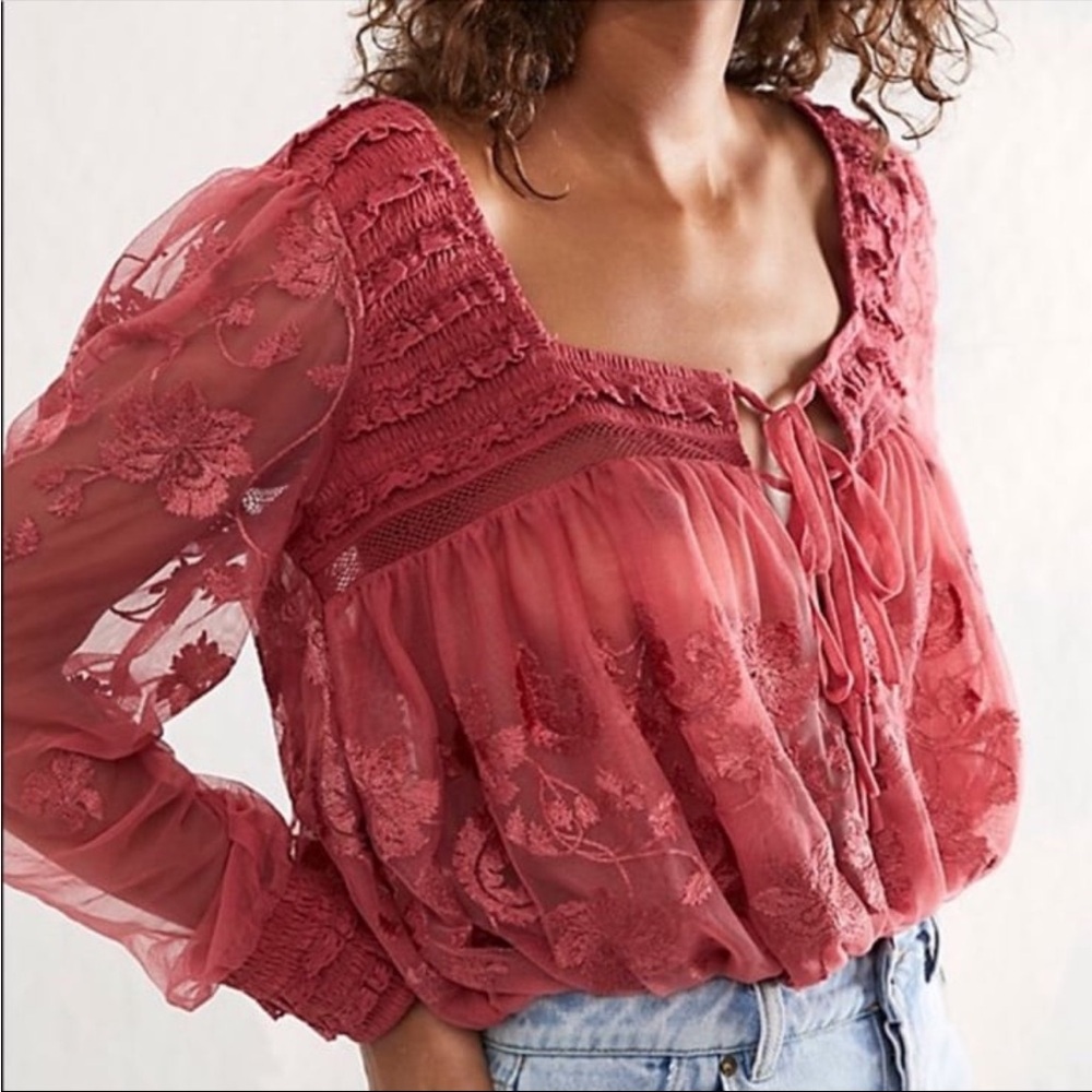 Free people sheer meadows bodysuit